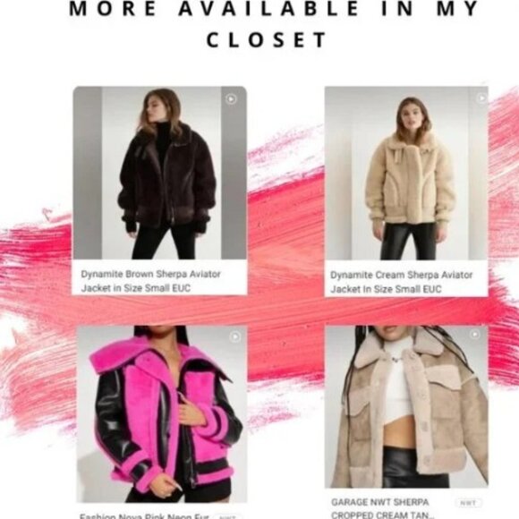 Isla Coat Red Oversized Shearling Teddy Jacket Bomber Aviator EUC - Picture 13 of 16